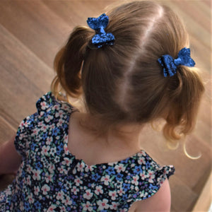 Annabelle - Navy glitter piggytail bows