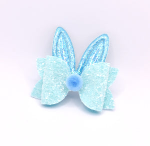 Bunny Ears Bow Hair Clip - blue
