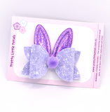 Bunny Ears Bow Hair Clip - purple