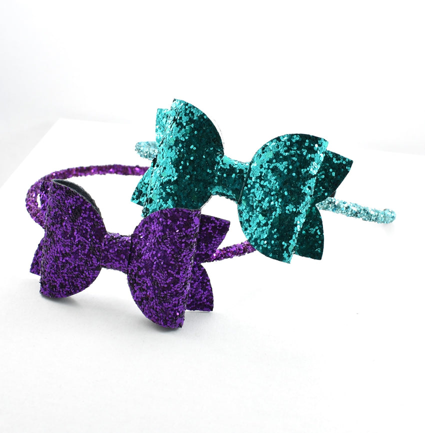 Glitter Bow Headband - purple