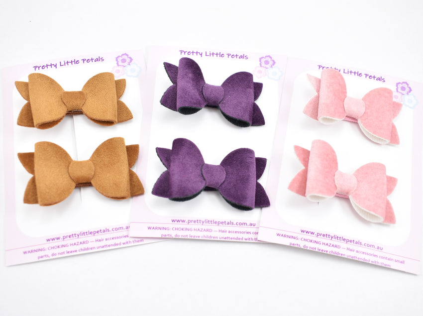 Annabelle - Velvet piggytail bows - purple