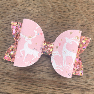 Annabelle Bow Hair Clip - Pink Reindeer