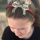 Christmas Willow Bow Headband - red & green