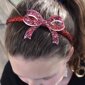 Christmas Willow Bow Headband - red