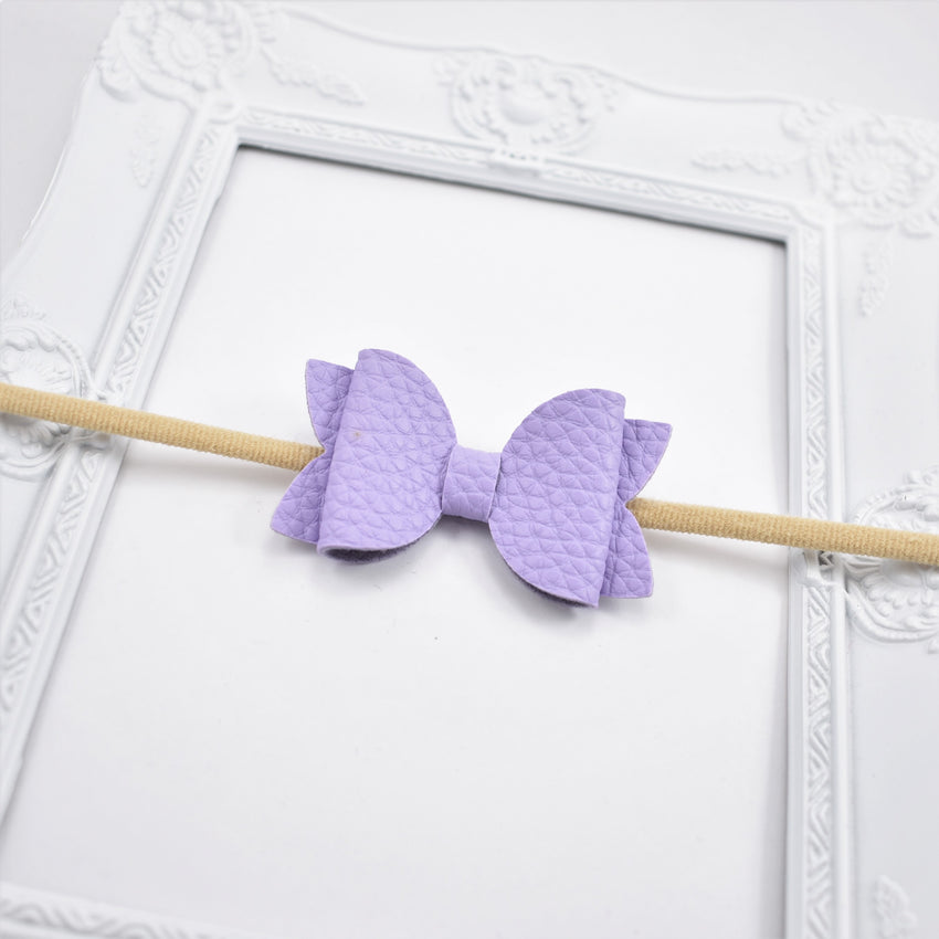 Annabelle leather Bow Headband - lavender