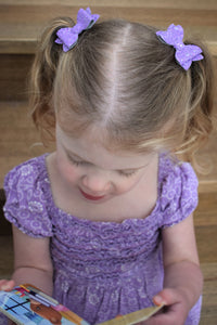Annabelle - purple matte glitter piggytail bows