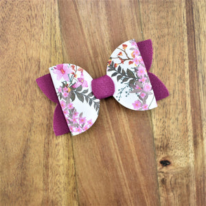 Annabelle Bow Hair Clip - Fuchsia Floral