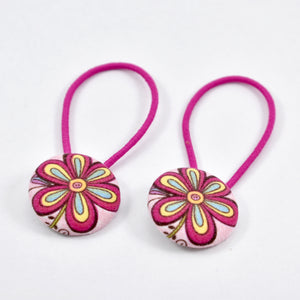 Button Hair Ties - pink flower