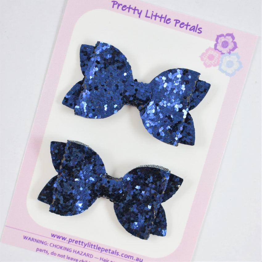 Annabelle - Navy glitter piggytail bows