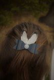 Bunny Ears Bow Hair Clip - Navy