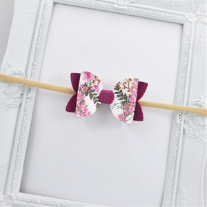 Annabelle Bow Headband - Fuchsia Floral