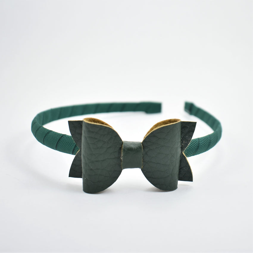 School Headband - leatherette bow