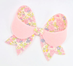 Matilda Bow Hair Clip - pink floral