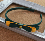 School Headband - Ribbon bow with pearl centre