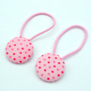 Pink Spotty Button Hair Ties