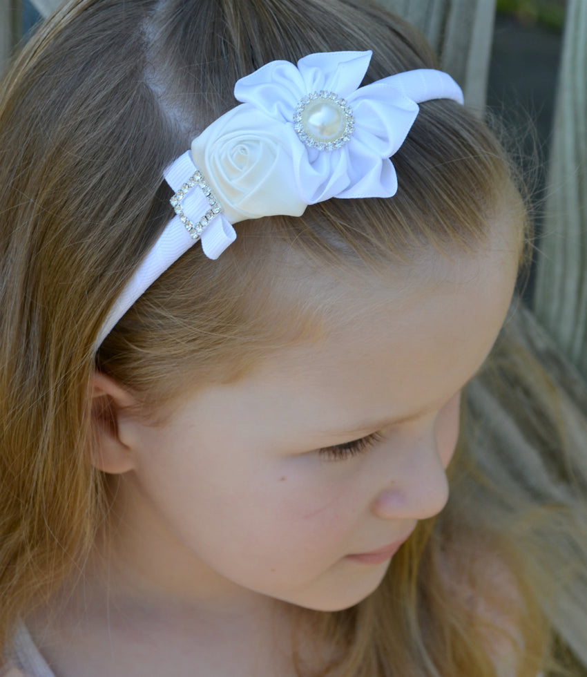 Special Occasion Headband - white flowers