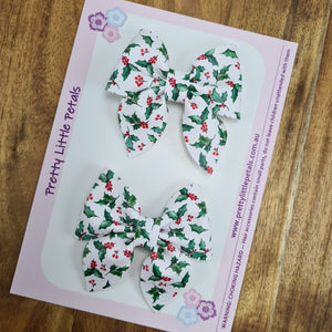 Christmas Holly piggytail bows