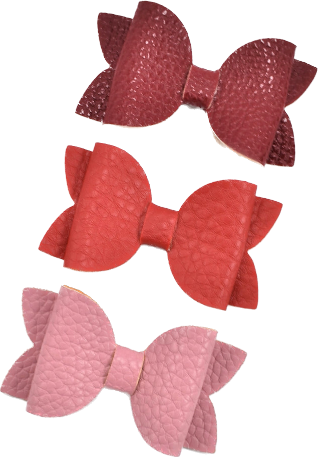 Annabelle Bow Hair Clip - faux leather - dusty pink