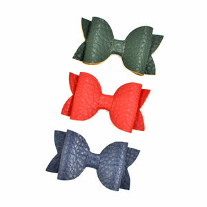 School Bow Hair Clip - leatherette bow - only 1 red left!